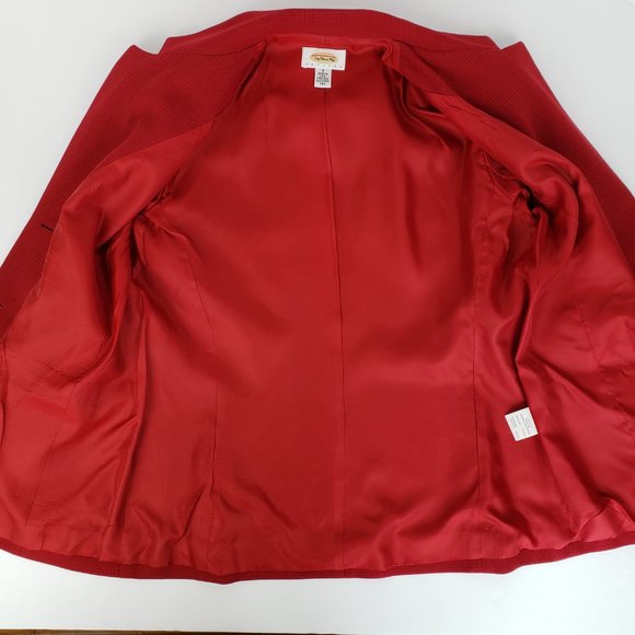 Classic 2-Button Red Lined Blazer Like New 4 Petite - Picture 10 of 11
